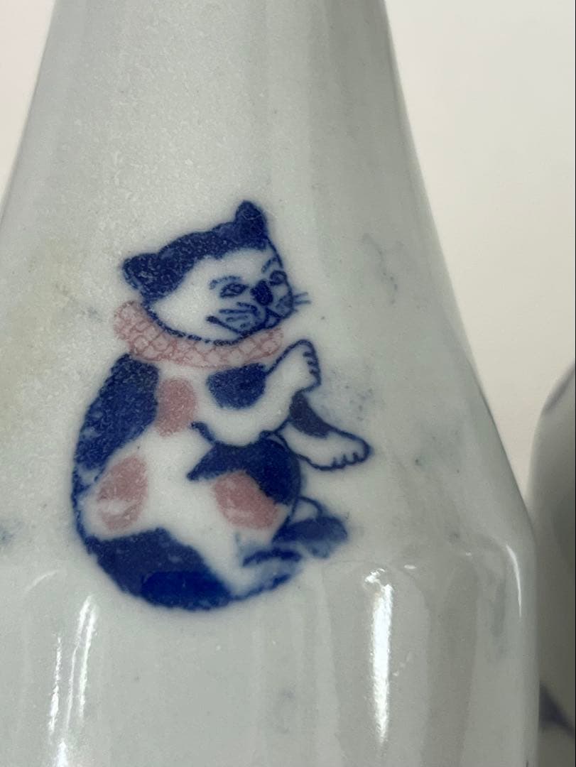時代物 猫 徳利 一対 明治〜大正時代 吉祥図 ねこ 2客