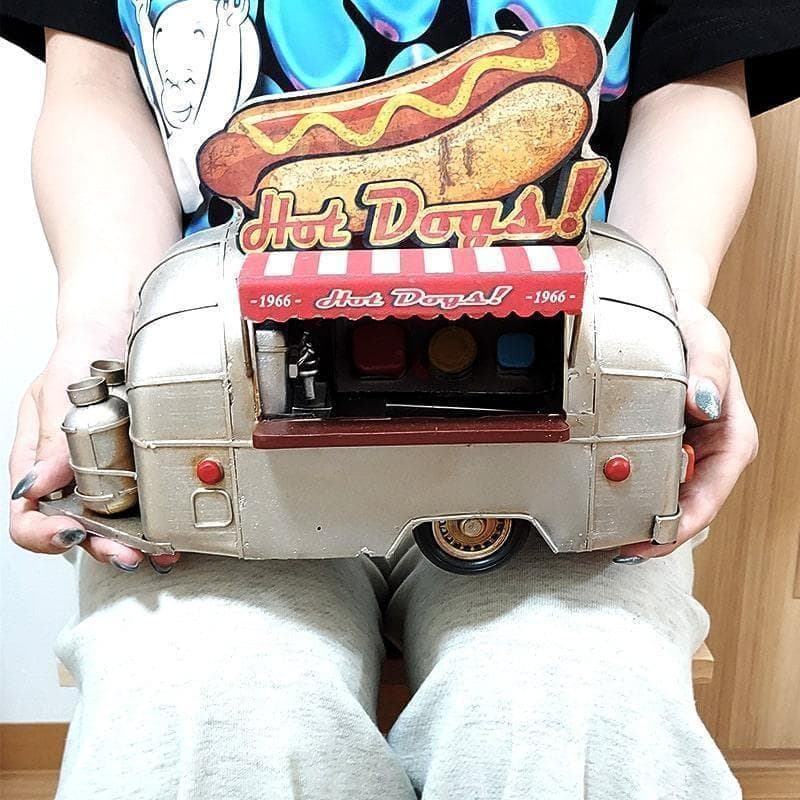 ビンテージカー ホットドッグ トレーラー 車 オブジェ ブリキ 置物 アメリカン