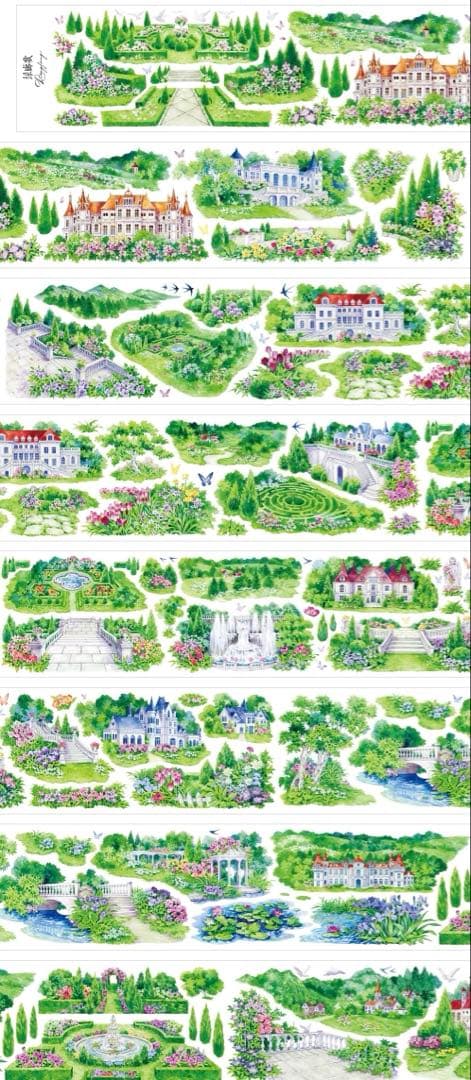 【9548】海外　5/巻　PETマスキングテープ　自然　建物　背景系