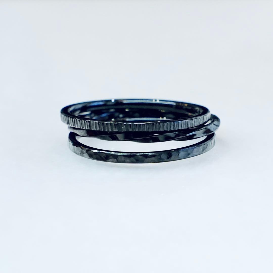 シルバー重ね合わせリングセット　ブラック　silver925