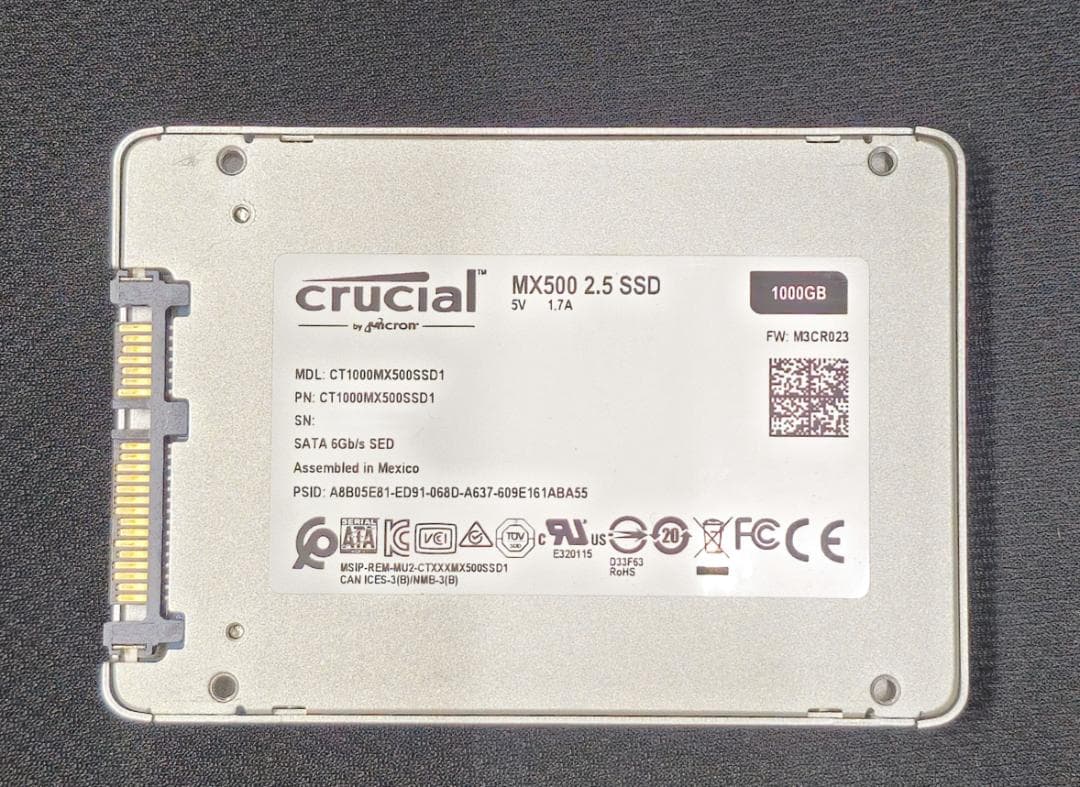 ⑪ Crucial　MX500　1TB SATA 2.5インチSSD　動作品