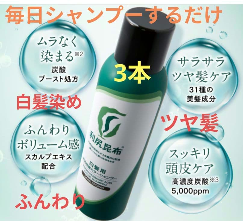 利尻炭酸カラーシャンプー✨️ダークブラウン 3本✨️自然派clubサスティ