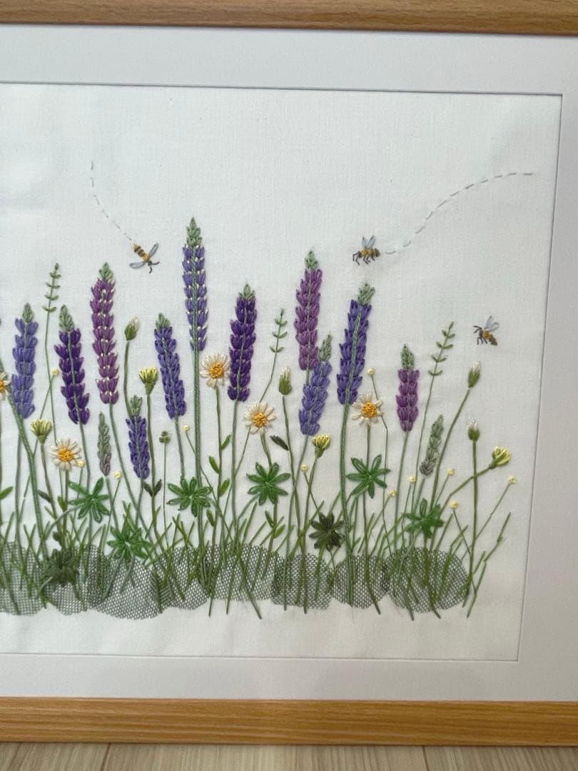 青木和子　刺繍　完成品　「ルピナスのメドウ」　⑨