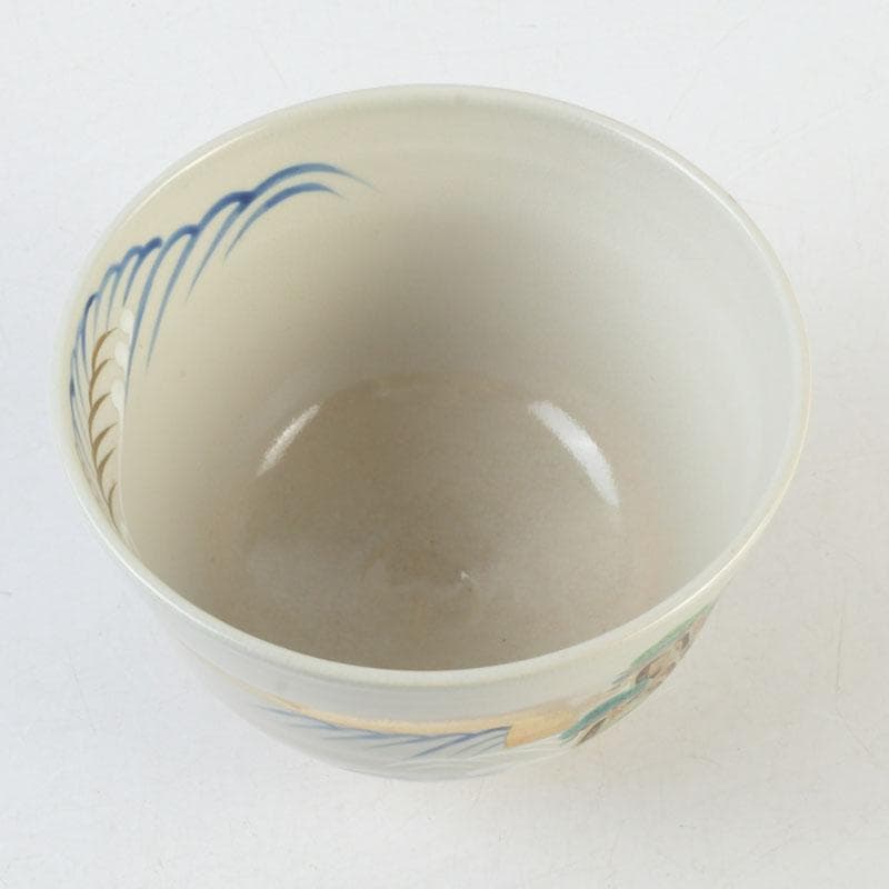 茶道具　京焼　平安桐鳳造　仁清写　松波文　茶碗　共布共箱　C　A27