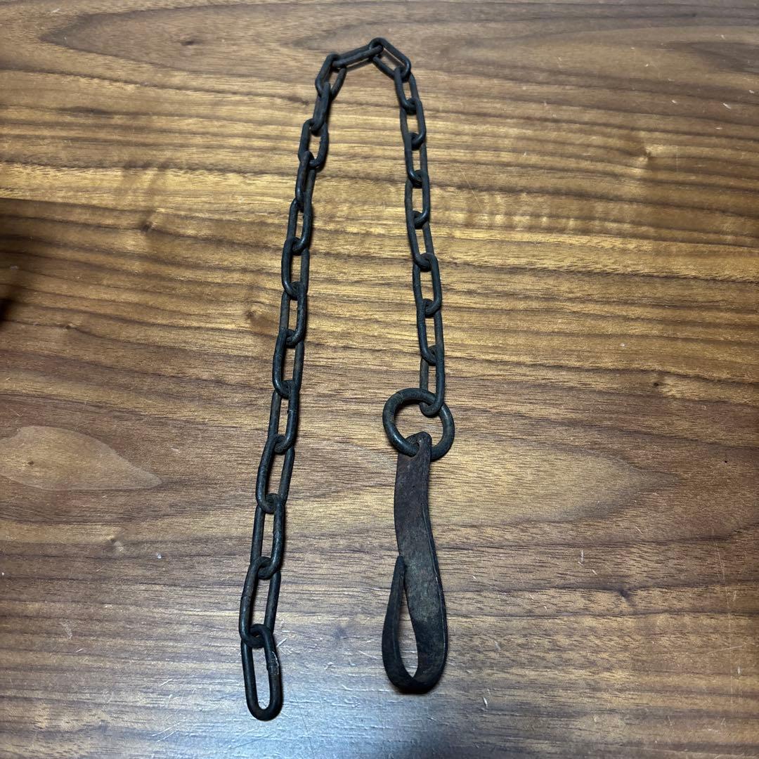 骨董品　古銅輪灯　鎖付き