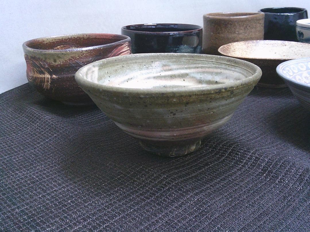 使って！【抹茶茶碗 9点　刷毛目 信楽　蜻蛉文　在銘・E26】★掘り出し換金処分