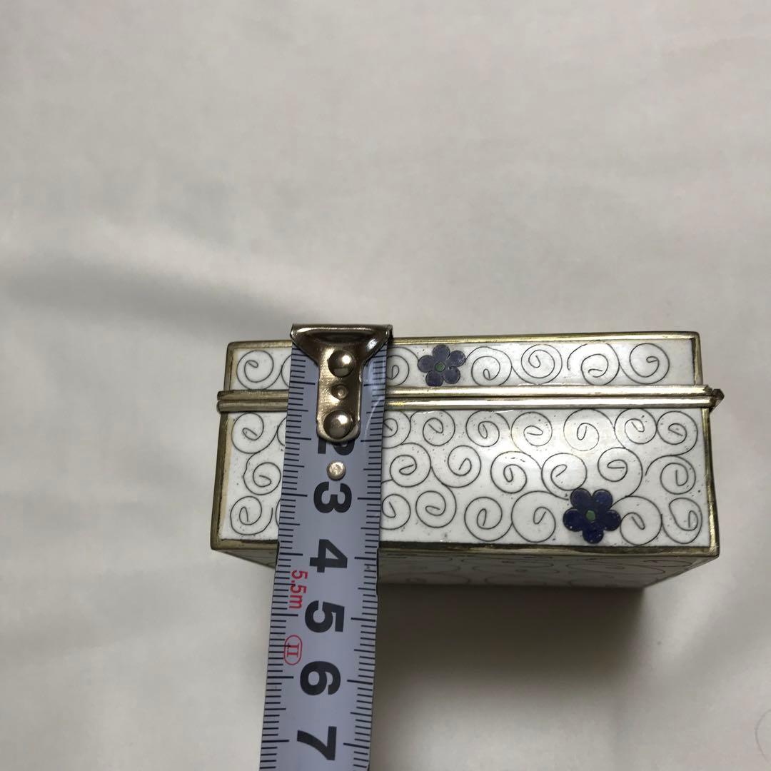 七宝焼　白花詰　宝石箱　小物入れ　煙草入れ　灰皿