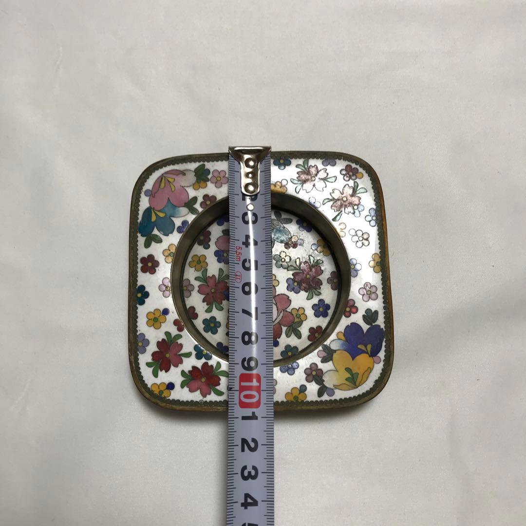 七宝焼　白花詰　宝石箱　小物入れ　煙草入れ　灰皿
