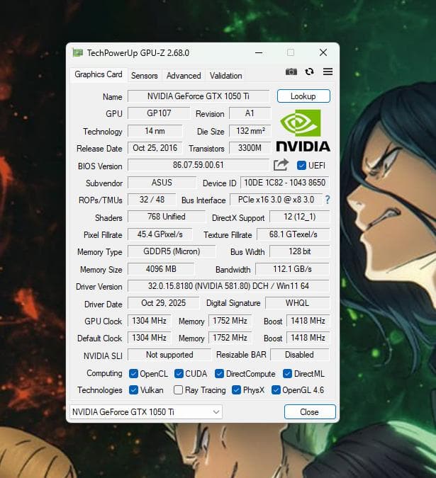 S*K様 ASUS GTX 1050Ti LP グラフィックボード（動作確認済）