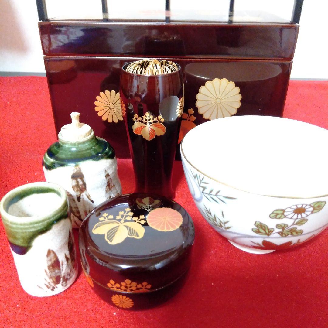 高台寺蒔絵　溜塗利休茶箱　美品