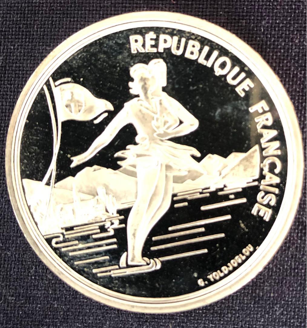 フランス　1989年　アルベールビルオリンピック 100フラン プルーフ　銀貨