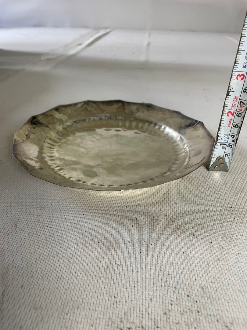 青海皿 金属製 木箱付き在名あり