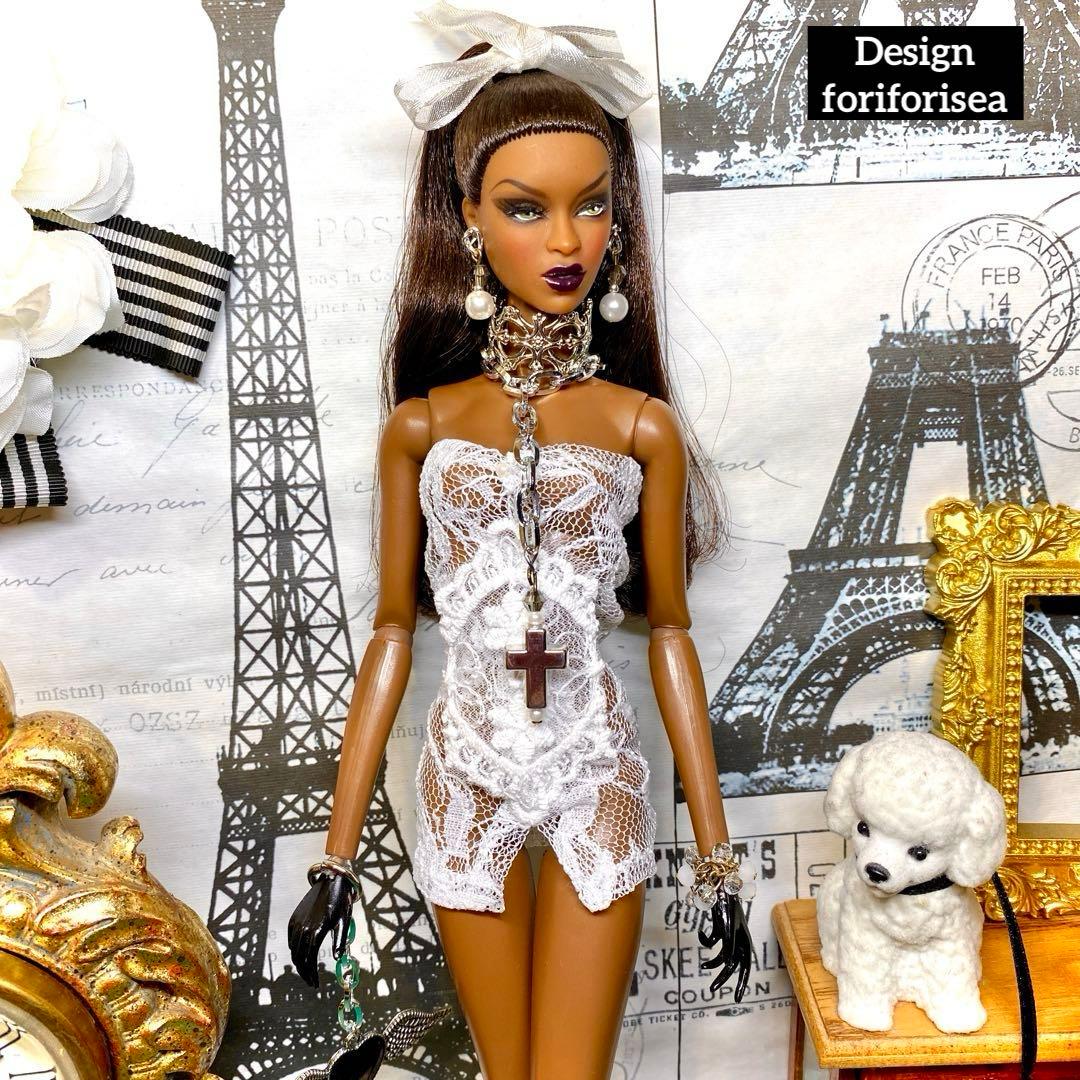 White rococo mini dress♡accessories♡