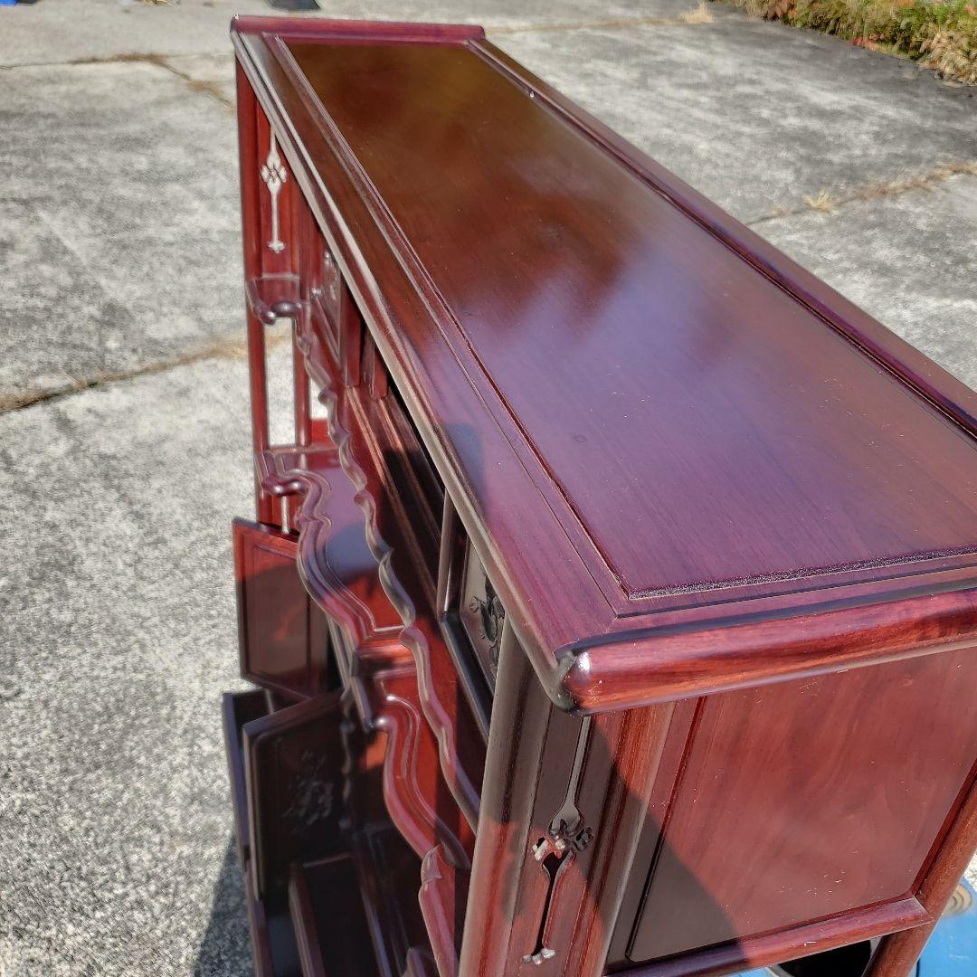 唐木　透かし彫り　飾り棚/茶箪笥　和家具　紫檀　花梨　収納棚　アンティーク