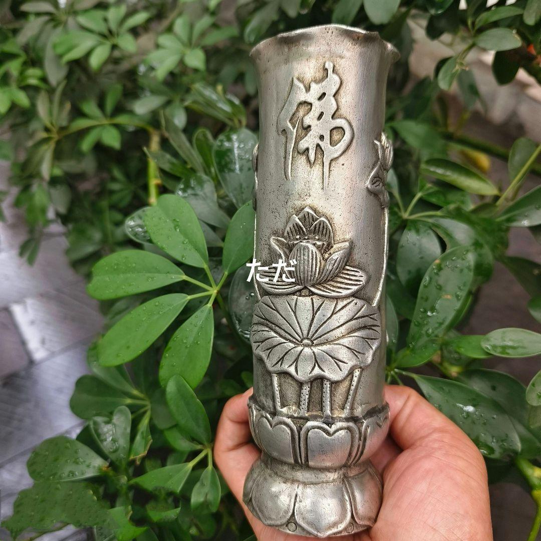 銅 細工 蓮華筆筒 仏字香筒 香挿 装飾品 工芸品 置物