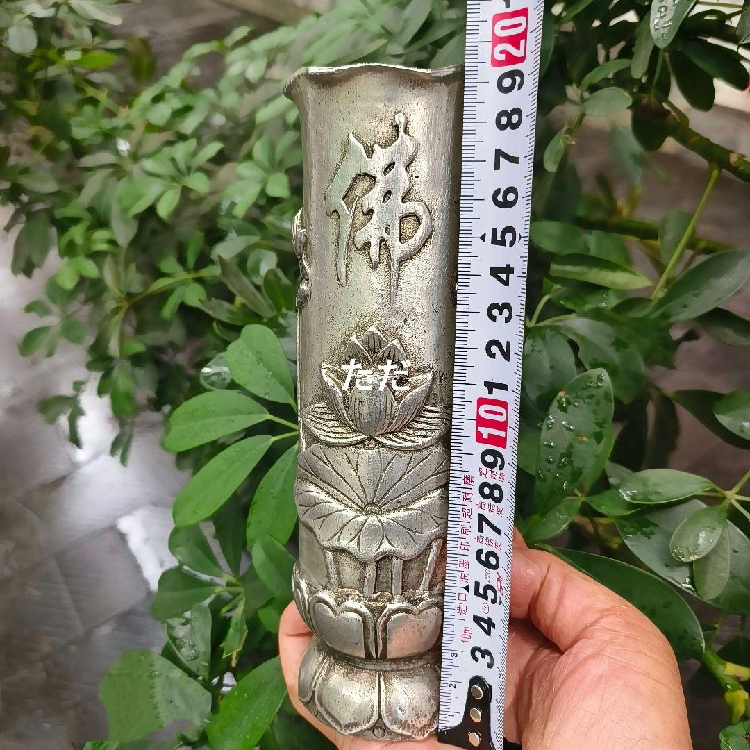 銅 細工 蓮華筆筒 仏字香筒 香挿 装飾品 工芸品 置物