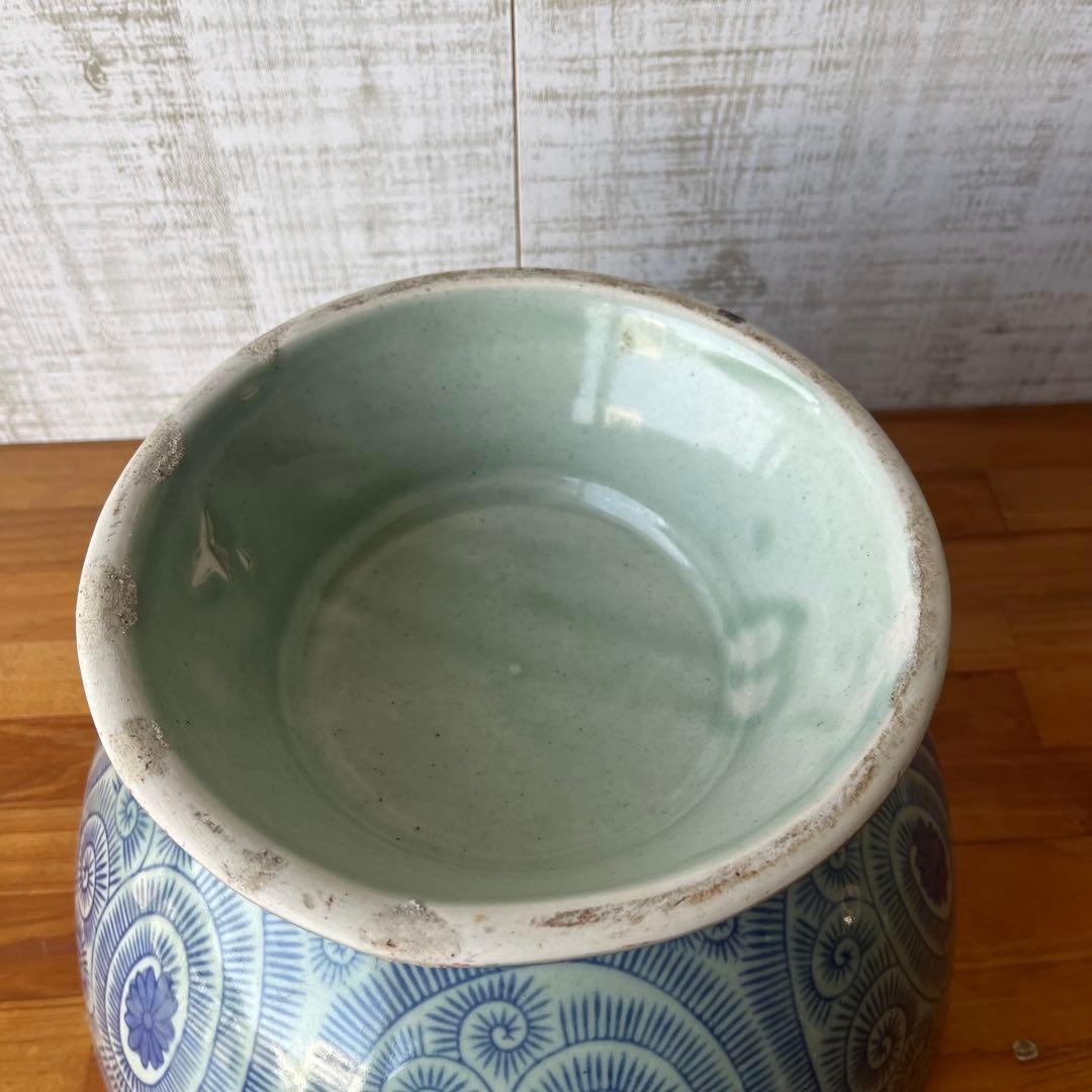 【アンティーク】蛸唐草文 古伊万里 染付 縁起文様 大皿 骨董品 古道具 蔵出し