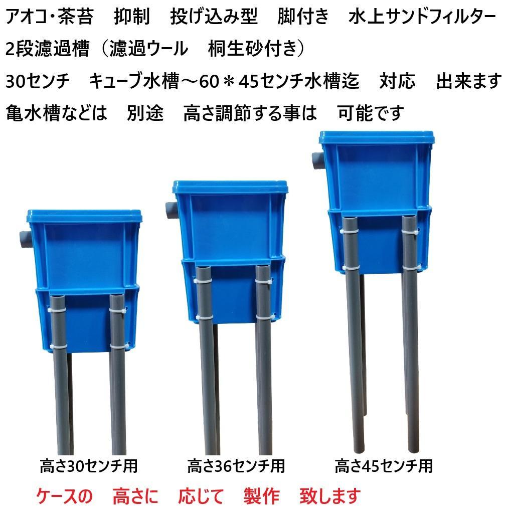 アオコ・茶苔 抑制 投げ込み型 脚付き 水上サンドフィルター 2段濾過槽