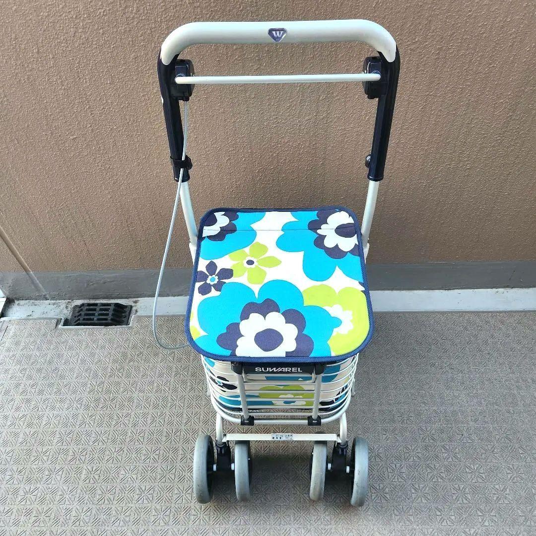 ユーバ産業 SUWAREL シルバーカー ショッピングカート 花柄ブルー　日本製