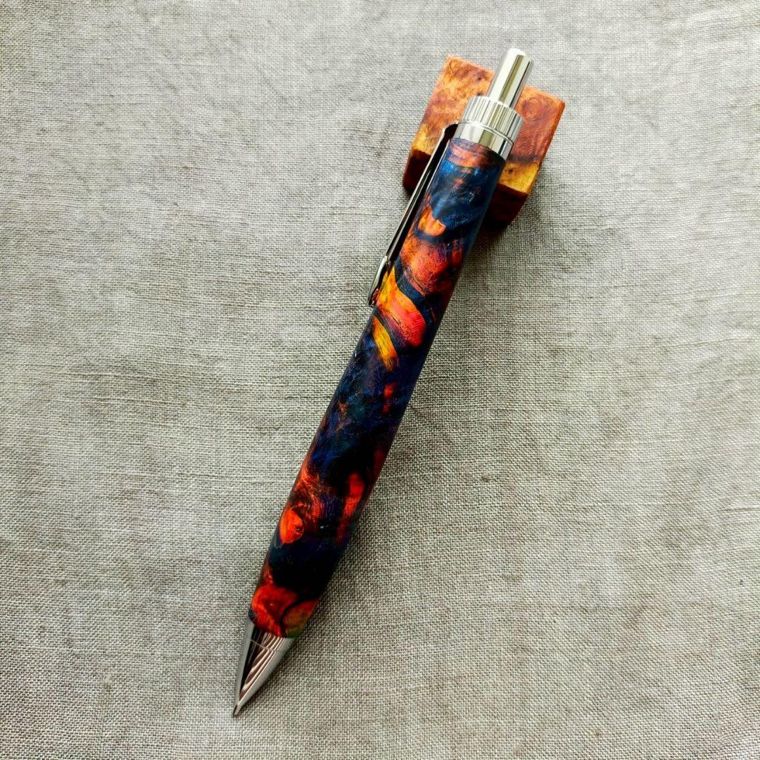 【宇宙】　ハンドメイド　木軸シャープぺン　スタビライズドウッド　0.5mm
