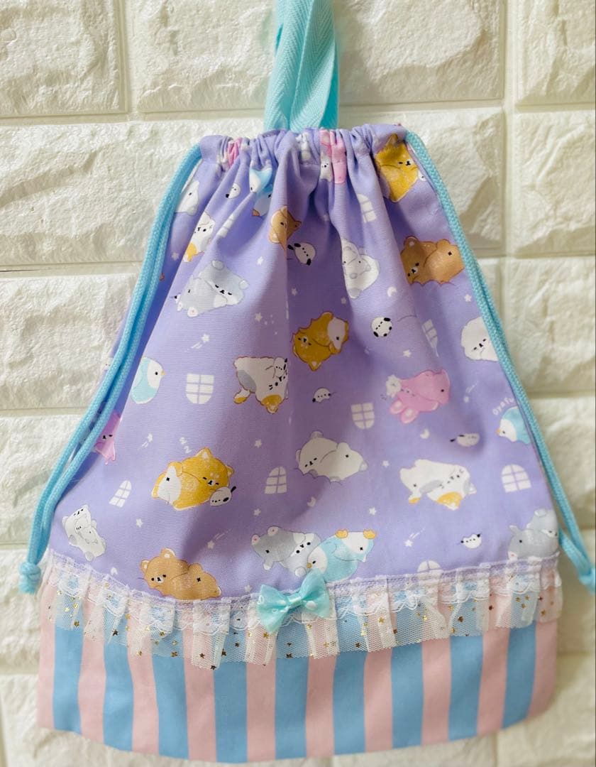 ねむねむ　ハンドメイド　女の子　レッスンバッグ　入学　入園　上履き　体操着