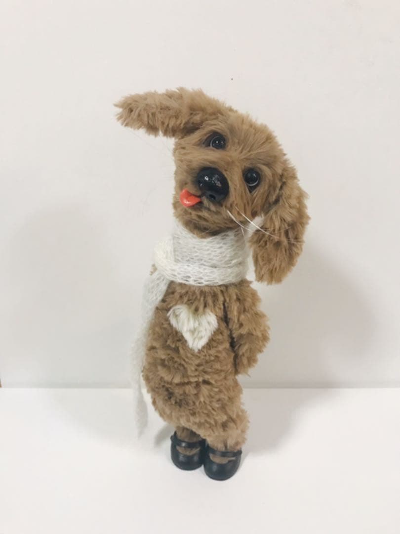 羊毛フェルト(羊毛100%＋毛糸 エコファー)犬　ハンドメイド