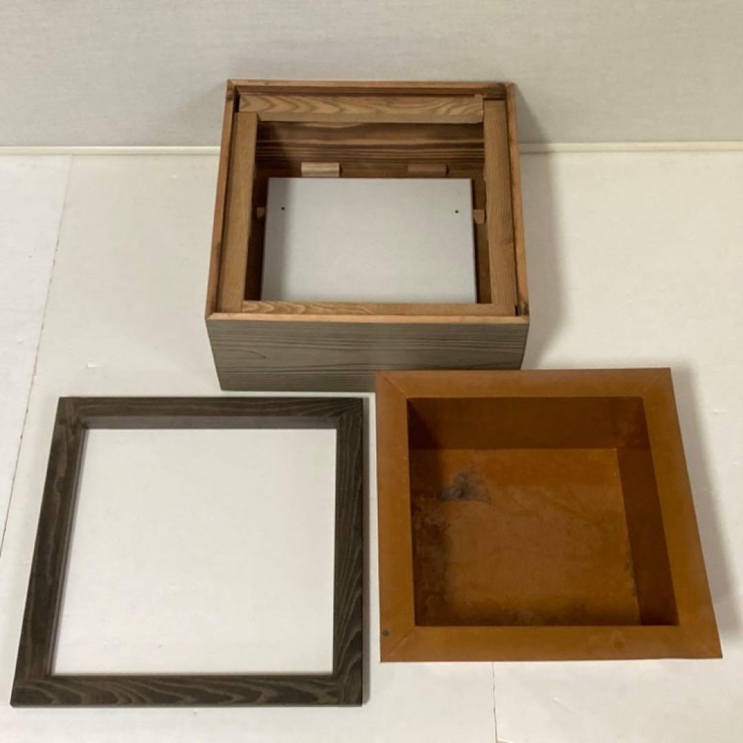 置炉 火鉢 時代杉 木製 銅製 角型 箱型 和風 置物 和モダン 茶道具 レトロ