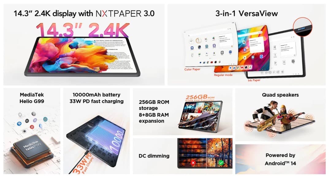 【美品】TCL NXTPAPER 14 タブレット｜目にやさしい14インチ大画面