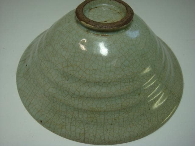 茶碗【時代物】高麗青磁風 象嵌草花文 菓子鉢 / 茶碗古い青磁 骨董品■