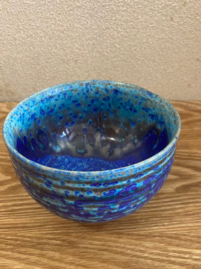 中国建泰焼　孔雀藍色椀　茶器