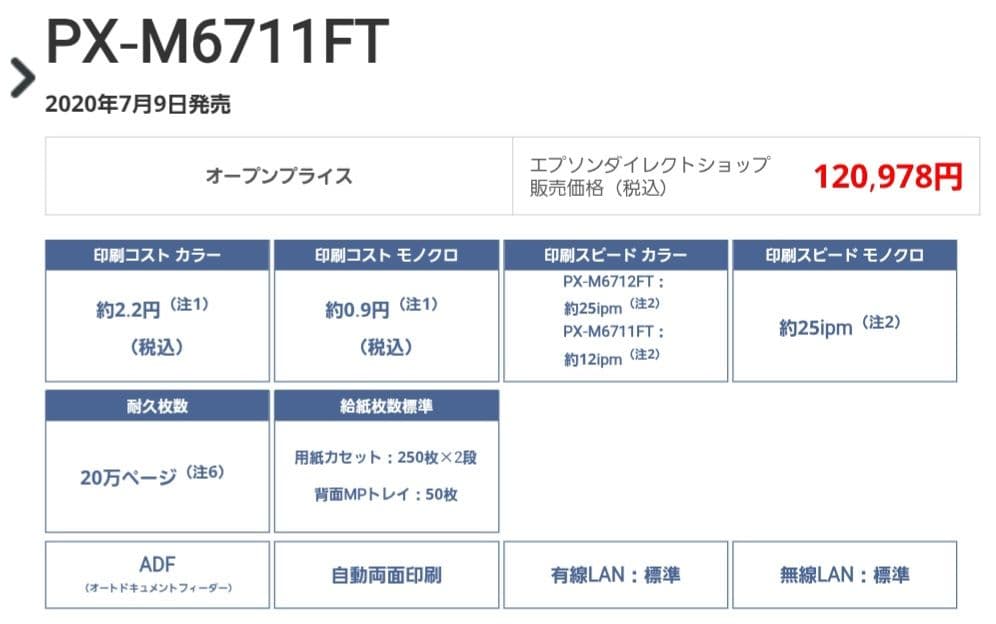 ハマショウ様EPSON 複合機 プリンター正規品px‐M6711ft本体