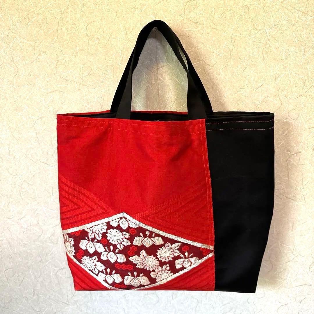 帯リメイクバッグ 赤　From a kimono's obi. Kyoto.