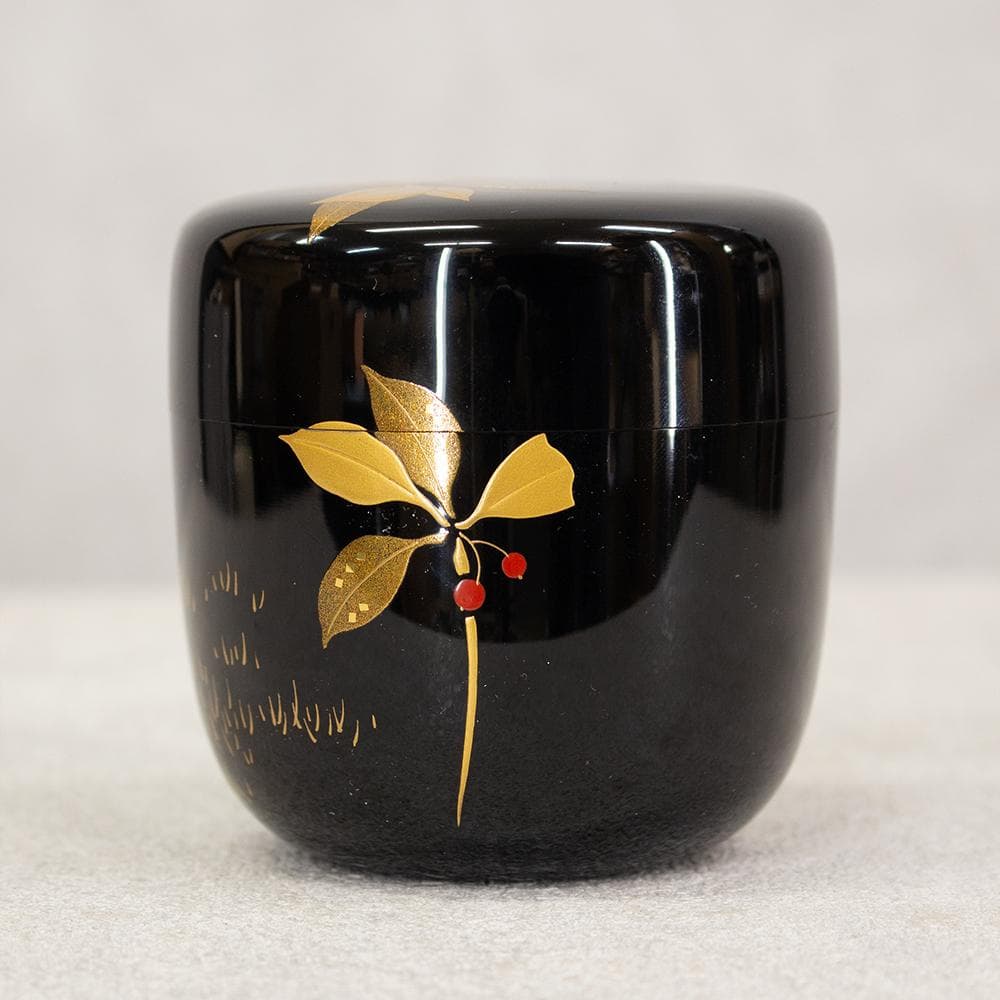 庄次 作 薮柑子蒔絵 内金塗 大棗 茶器 茶道具 共箱