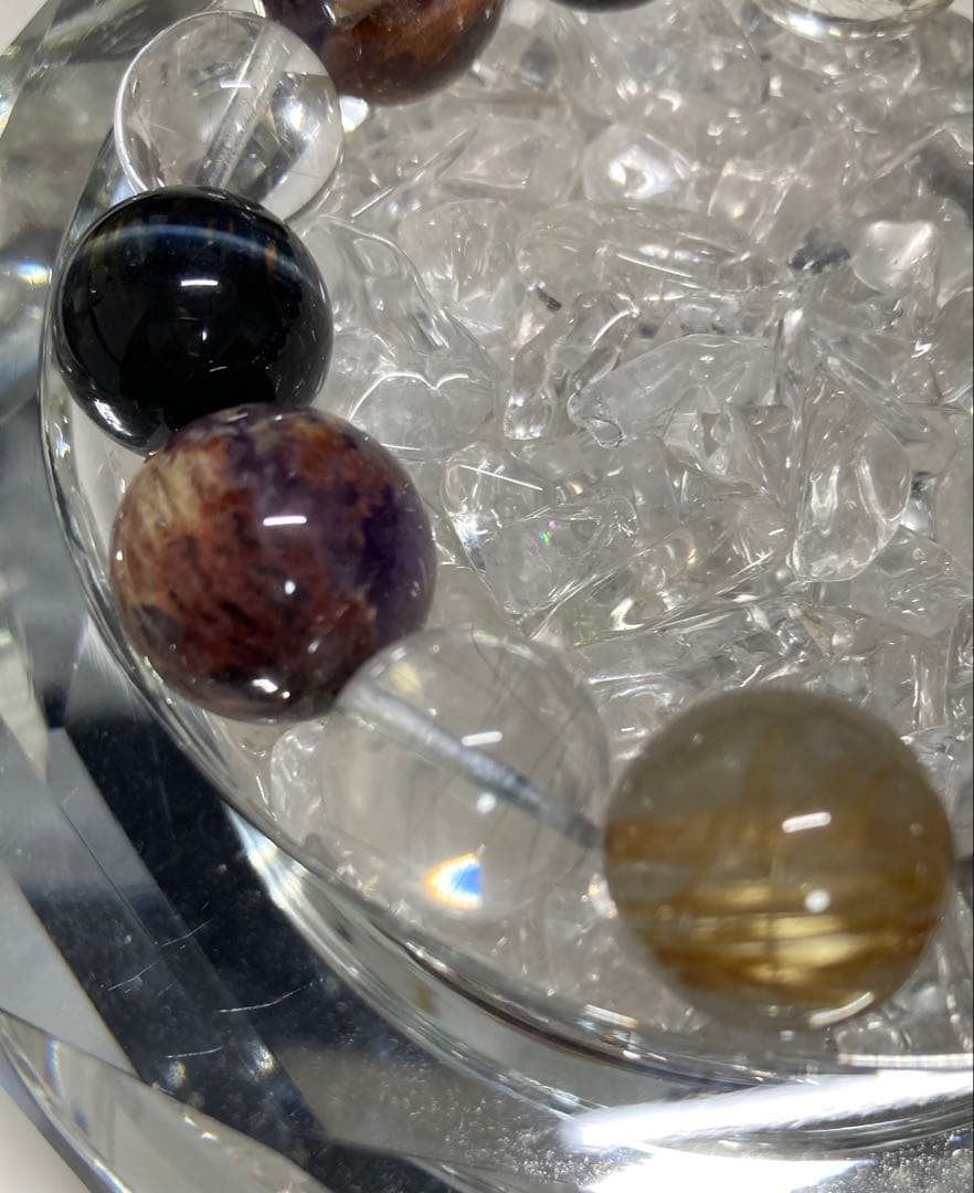 天然石　ルチルクォーツ　等々　大玉　ブレスレット