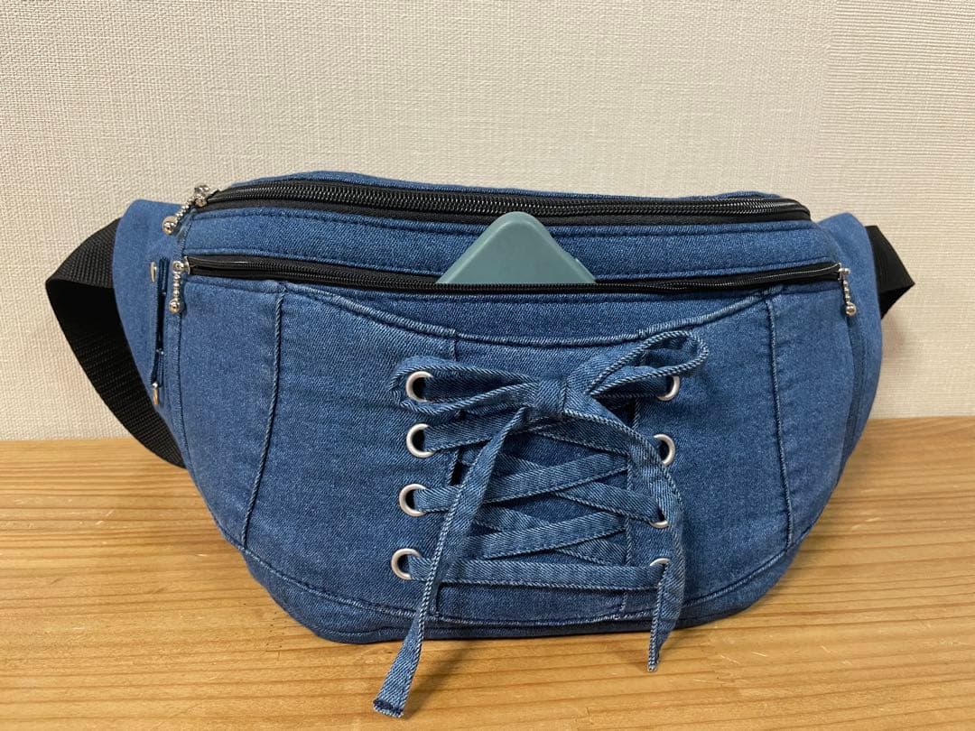 ハンドメイド　デニムリメイク　ウエストポーチ　ボディバッグ