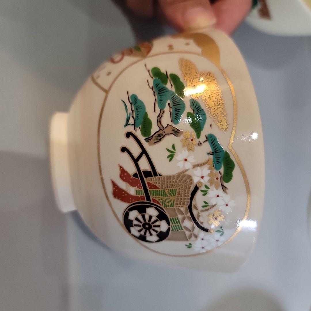 茶道具 清水焼 仁清写 数茶碗 9客 共箱 美品