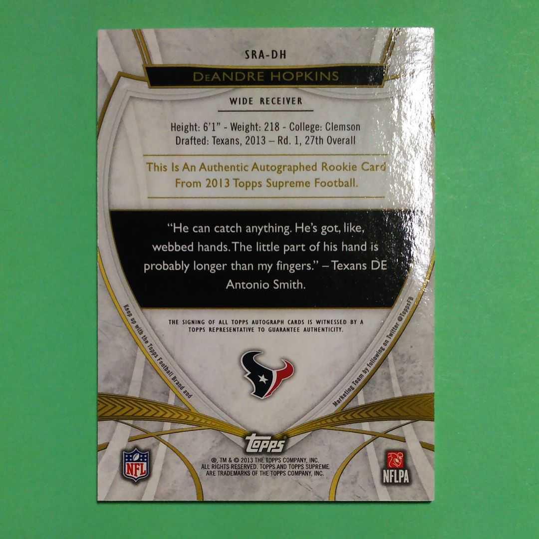 DEANDRE HOPKINS　ホプキンス　直筆サインカード　AUTO　NFL