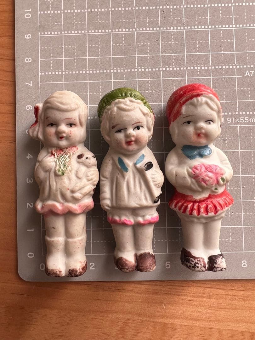 【アンティーク】ミニビスクドール 女の子セット 約6.5cm