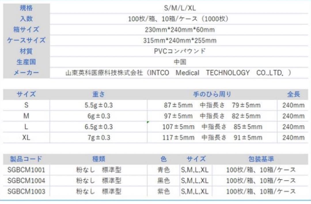 PVCニトリル混合グローブMサイズ100枚入り×10箱セット！！