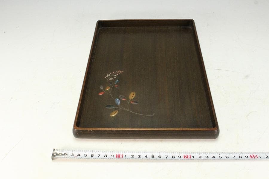 煎茶 草蒔絵 四方盆 時代物(K-YC701)