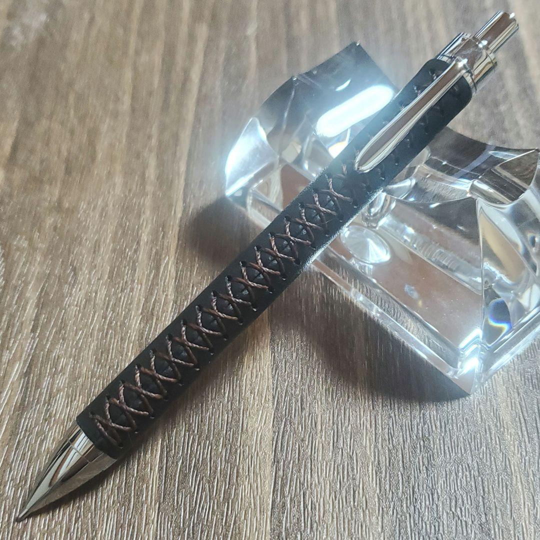 革軸シャーペン 0.5mm 手縫い仕立て　⑩