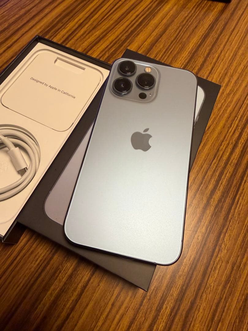 箱付き極美品 iPhone 13 Pro シエラブルー 新品ガラスフィルム付属