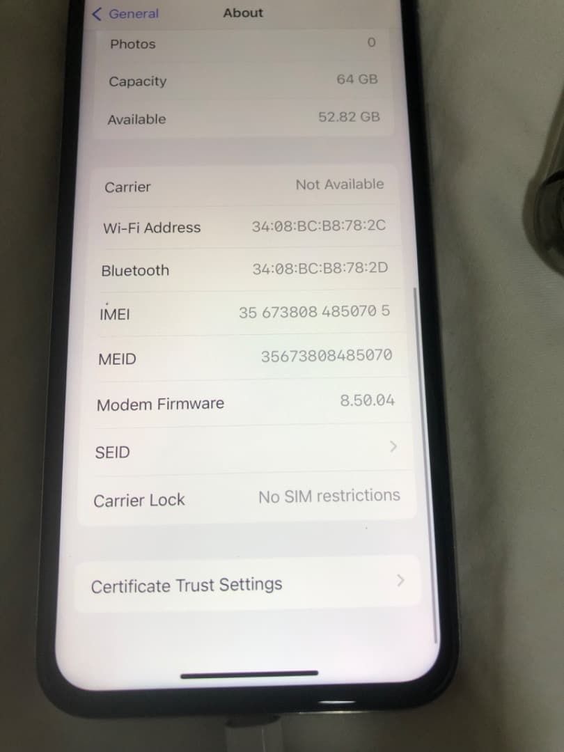 スマートフォン本体 IPhone X pin 100%