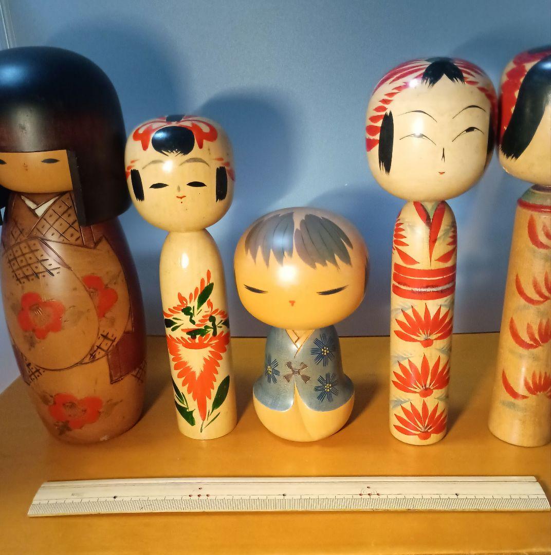 伝統的な木製こけし 5体セット