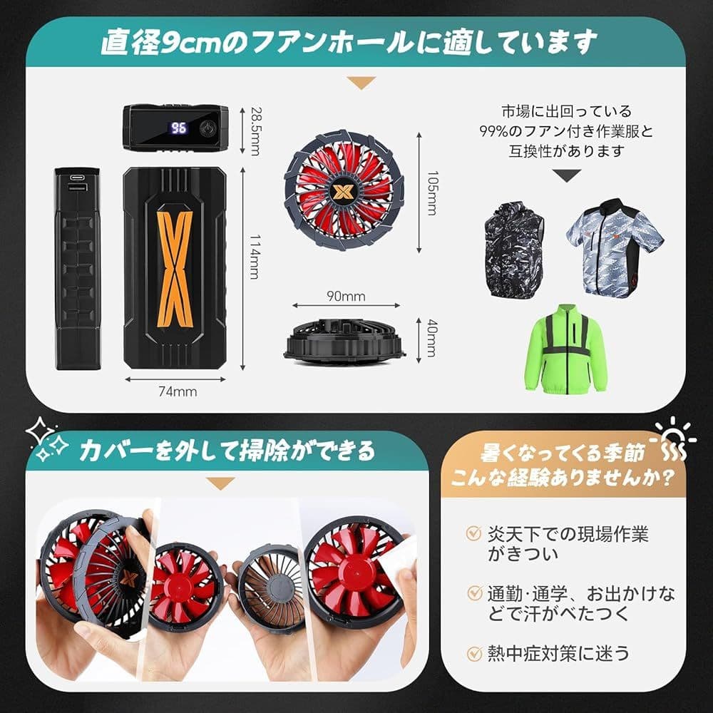 【新品】最強36V出力！！ファンバッテリーセット 空調服 大容量20000mAh