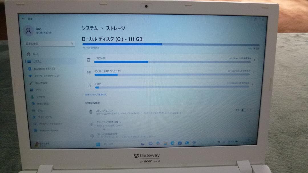 Windowsノート本体 Gateway NE-573-A34G CPUi3-5005U OS11