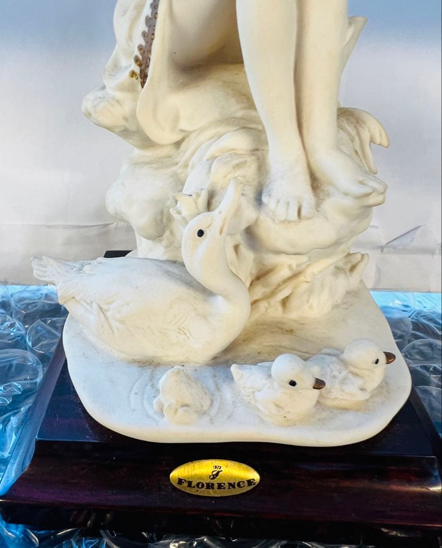 保管品　★美品★素敵ですFLORENCE 陶器製少女と水鳥の置物 約18cm