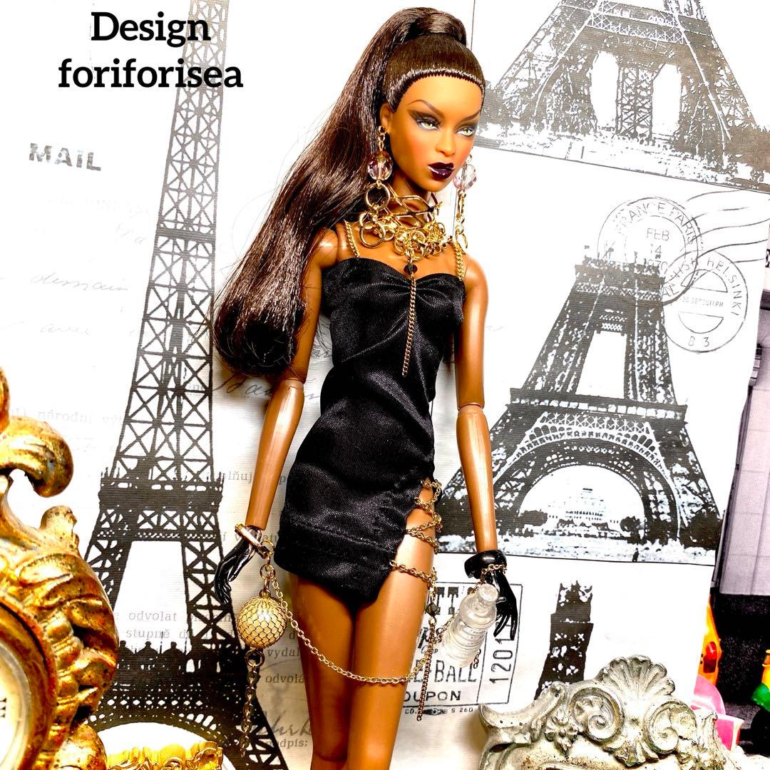 Cool black satin sexy dress★★★アクセ★★★
