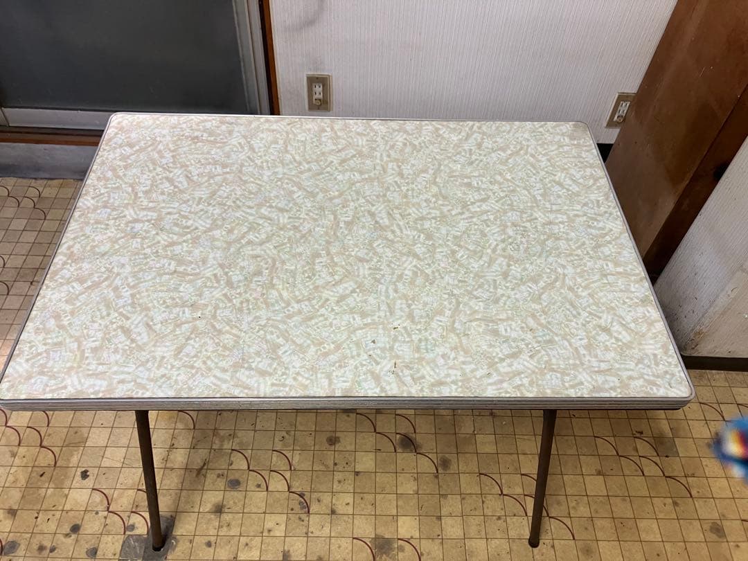 昭和レトロ商品　アンティーク長方形パイプテーブル