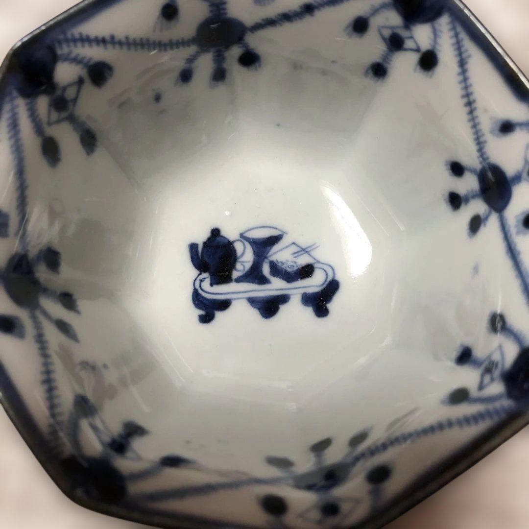 古伊万里 染付青玉瓔珞文向付　江戸後期